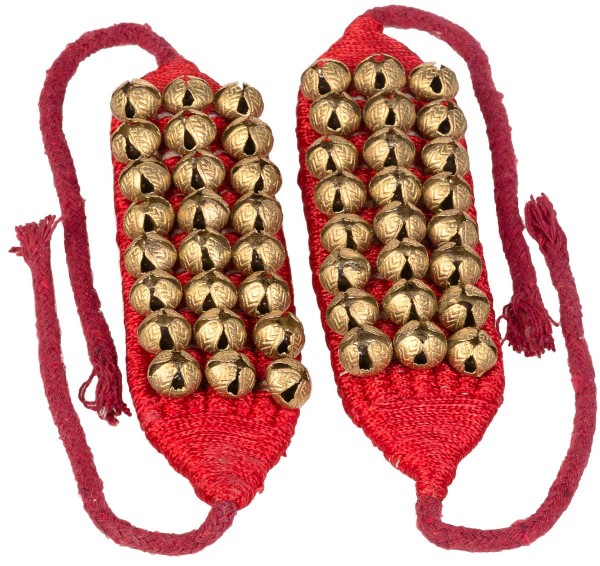   Bells, 3 rows, pair, on velvet anklet