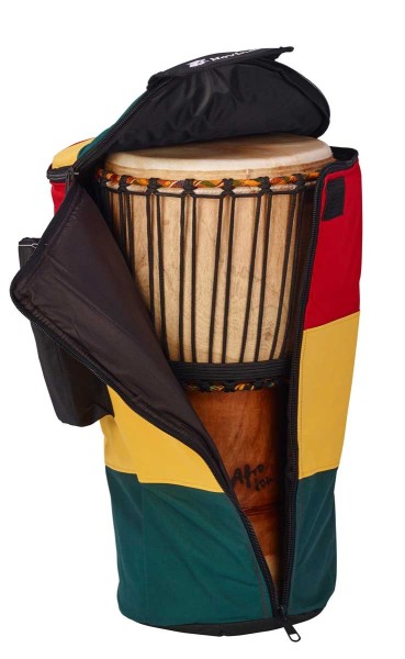 Afroton Djembetasche, Pro, Rasta, M - bis Ø 32 cm, H 56 cm, Fuß Ø 24 cm