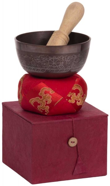   Singing bowl, gift set, varnished, ornamented Ø 11cm