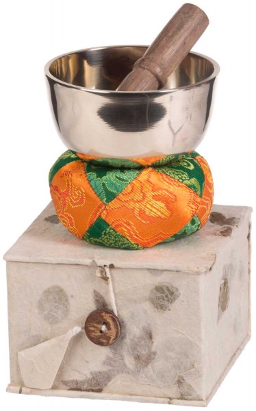 Klangschale, Geschenk-Set, silber, gegossen
