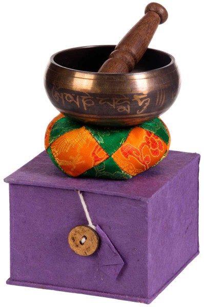 Klangschale, Geschenk-Set, lasiert, ornamentiert