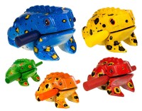 Froggy, bemalt, 5er Set, 8-20cm, Holzratsche Froggy, bemalt, 5er Set, 8-20cm, Holzratsche