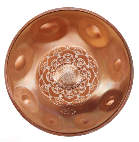 PanAmor PanAmor Handpan, F2-Low Pygmy, 2 bottom notes, Ember steel