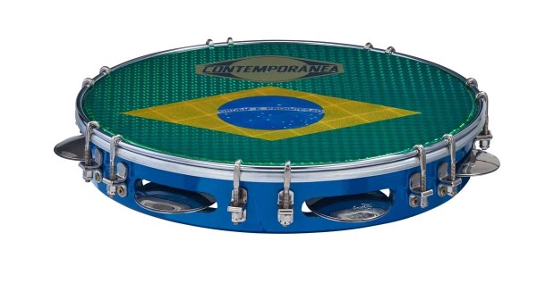 Contemporânea Pandeiro, Deluxe, Ø 10, brasilianische Flagge, blau
